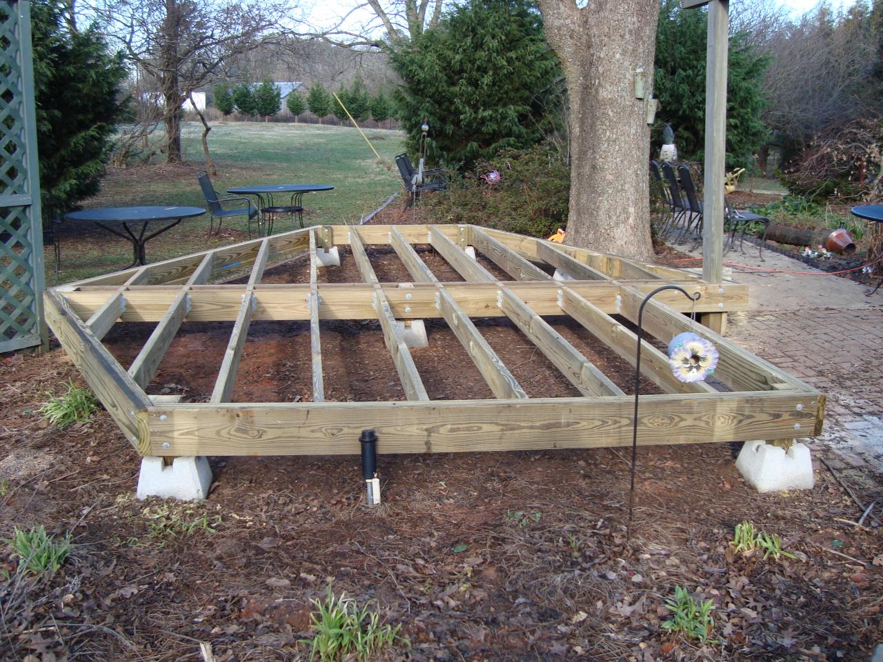 Suspended joist framing during construction &mdash; no digging allowed
