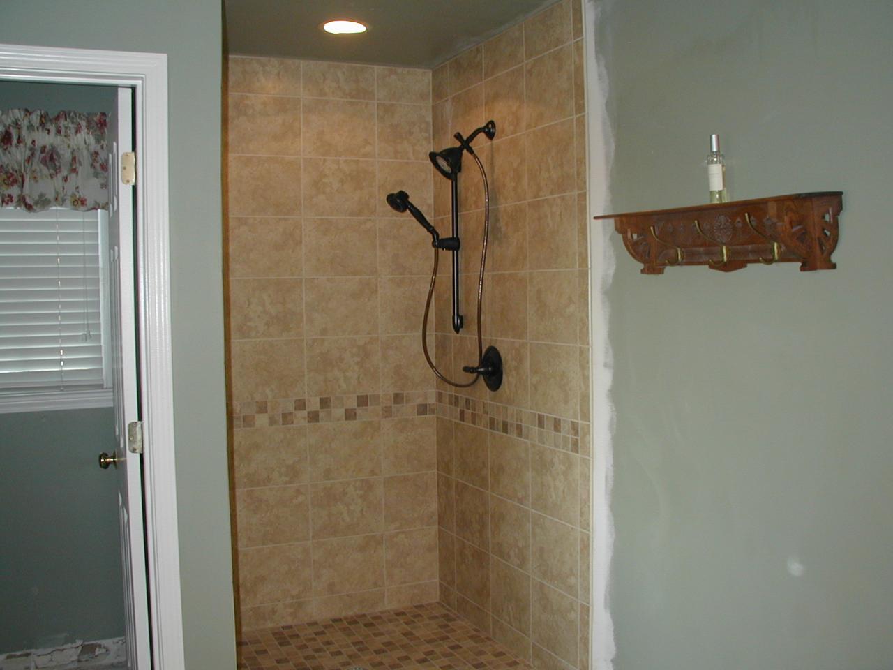 Tiled shower stall